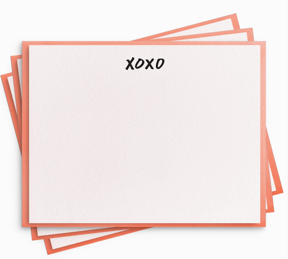 XOXO Flat Notes - Letter Press Box Set of 8 Stationery